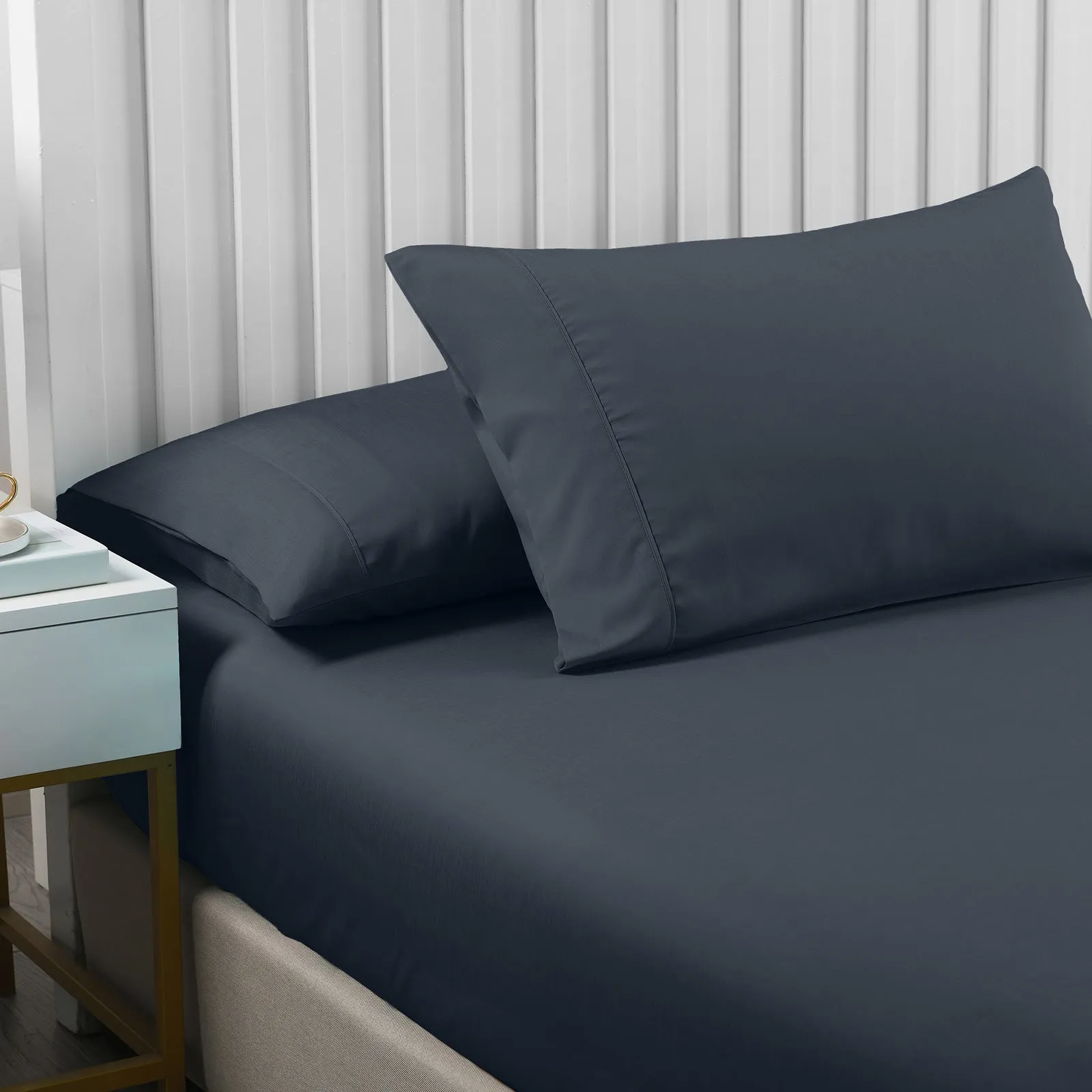 2000TC 3 Piece Fitted Sheet & Pillowcase Set | Bamboo Cooling | King | Charcoal
