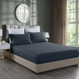 2000TC 3 Piece Fitted Sheet & Pillowcase Set | Bamboo Cooling | King | Charcoal