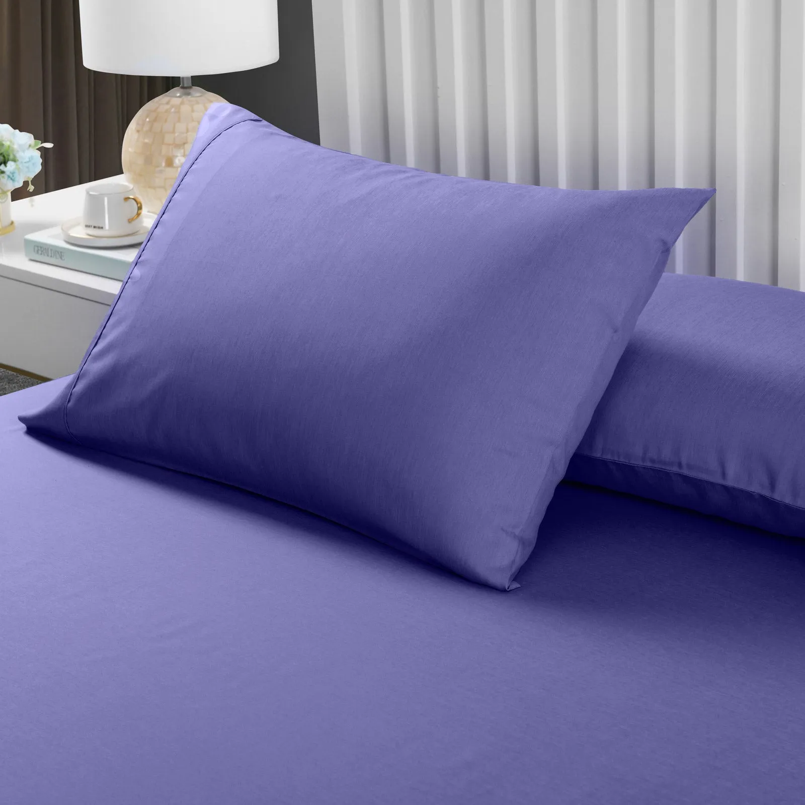 2000TC 3 Piece Fitted Sheet Set | Bamboo Cooling | Double | Royal Blue & Pillowcase