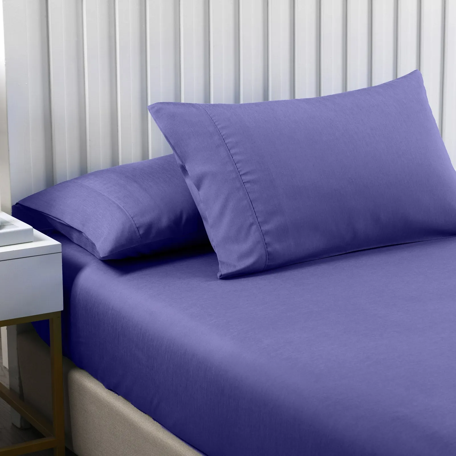 2000TC 3 Piece Fitted Sheet Set | Bamboo Cooling | Double | Royal Blue & Pillowcase