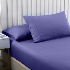 2000TC 3 Piece Fitted Sheet Set | Bamboo Cooling | Double | Royal Blue & Pillowcase