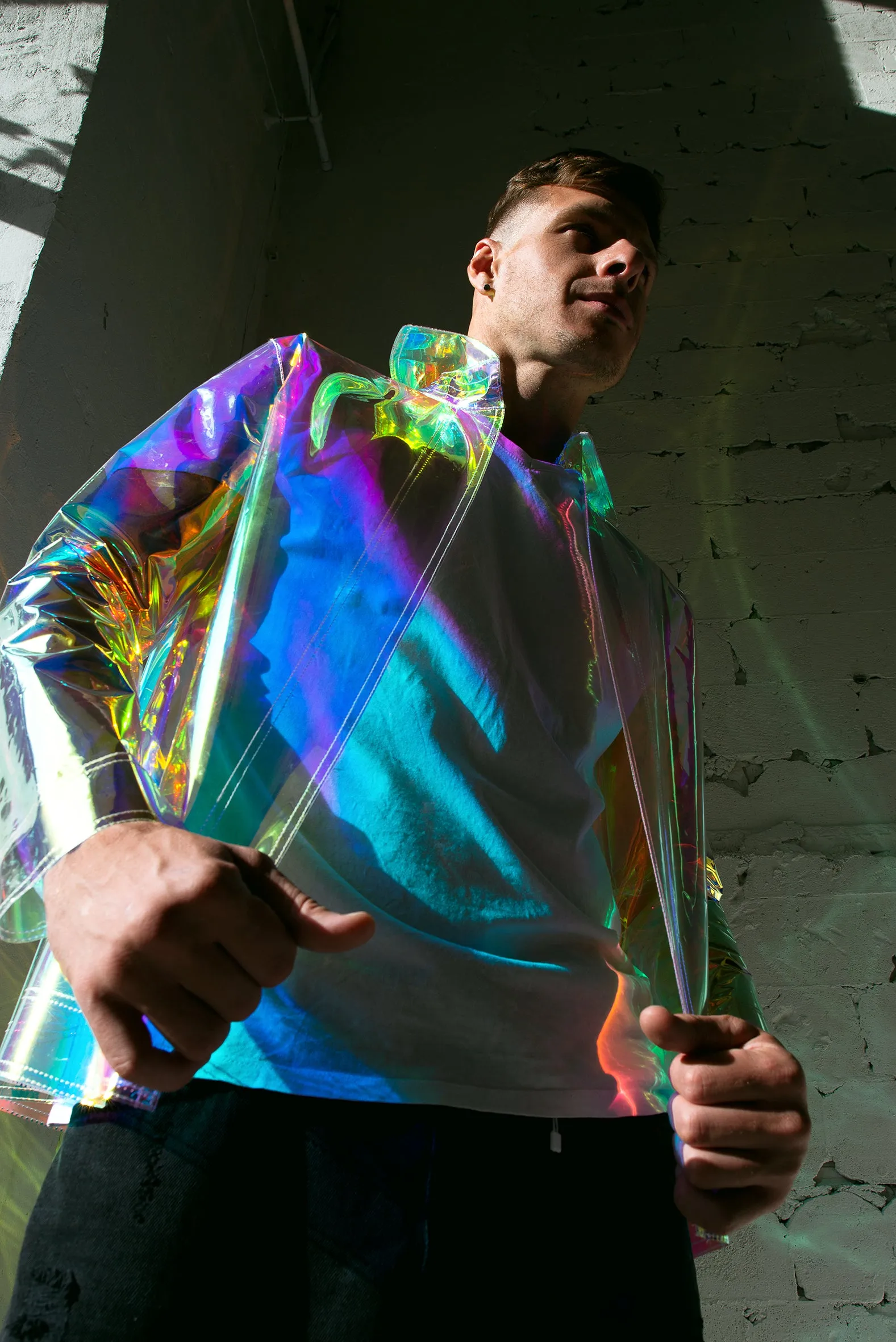 Classic Transparent men's Blazer. Iridescent men’s clothing! Waterproof and wind-resistance jacket.