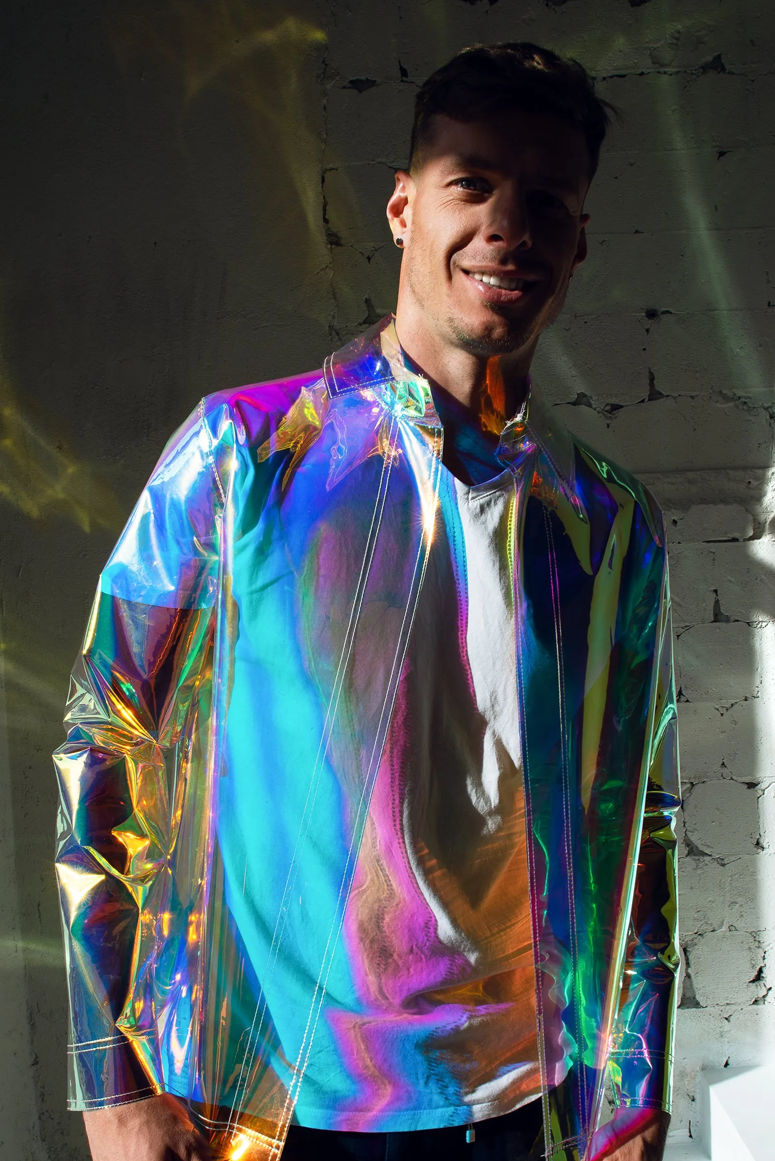 Classic Transparent men's Blazer. Iridescent men’s clothing! Waterproof and wind-resistance jacket.