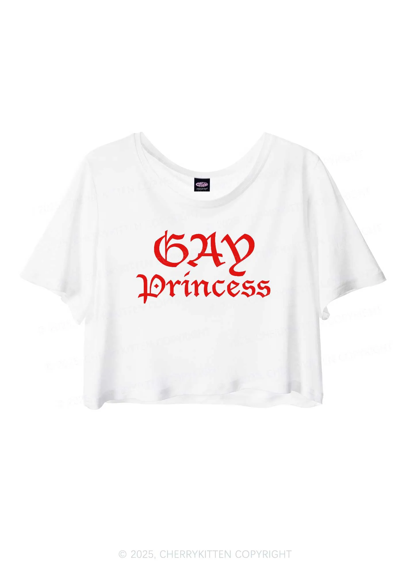 Gay Princess Pride Y2K Sheer Crop Tee Cherrykitten