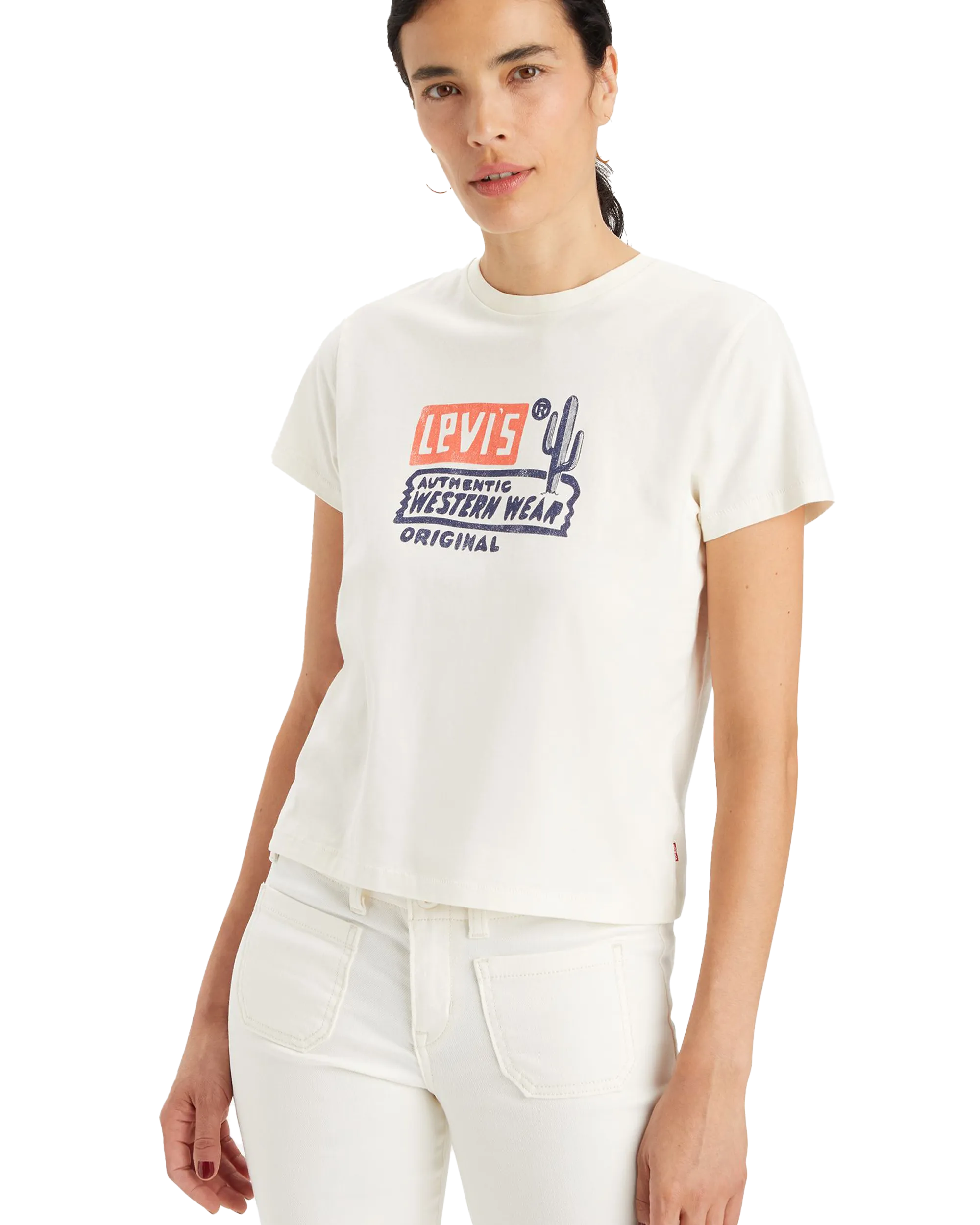 Graphic Classic T-Shirt in Authentic Western Wear Egret
