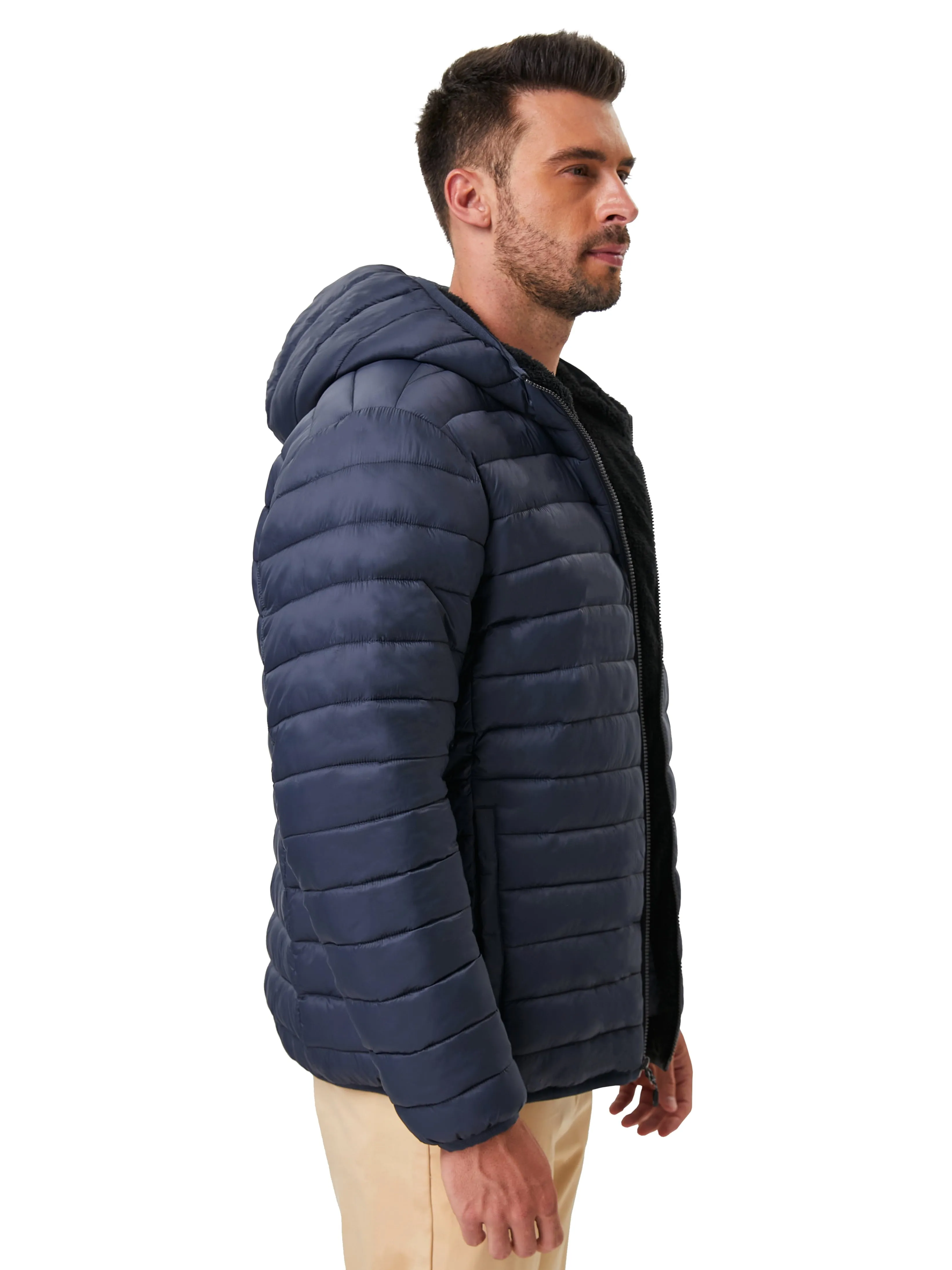 Hawke & Co Men's High Pile Fleece Lined Puffer Jacket, Sizes S-2XL
