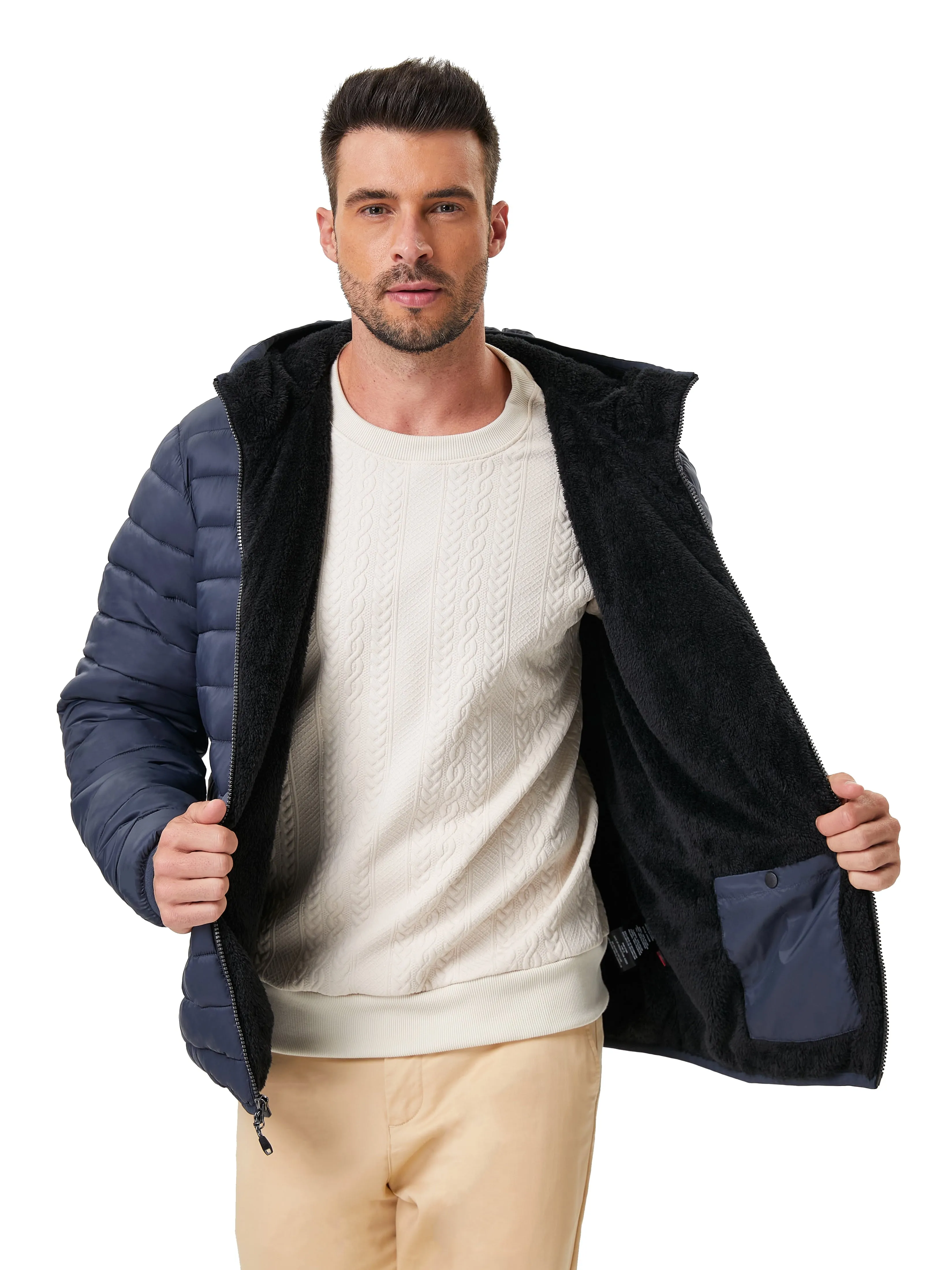 Hawke & Co Men's High Pile Fleece Lined Puffer Jacket, Sizes S-2XL