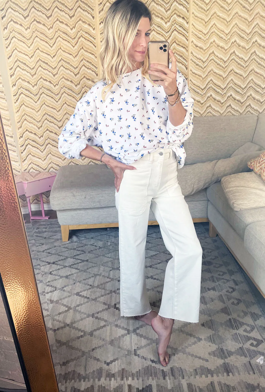 High Rise Sailor Jeans - White
