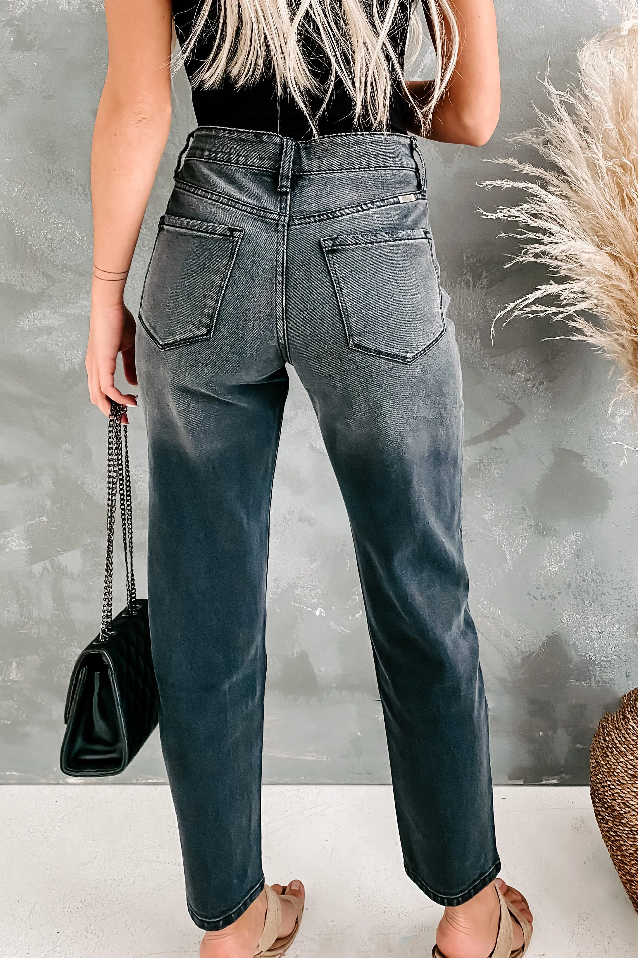 Liliane High Rise Mom Jean Kancan (Washed Black)