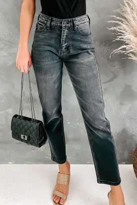 Liliane High Rise Mom Jean Kancan (Washed Black)