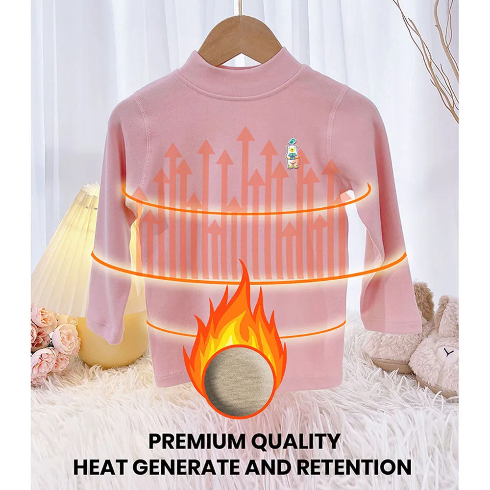 Little Surprise Box Pink Kelly Crew Neck Upper & Lower Body Thermal Winter Warmers For Kids-Set Of 2 Pcs