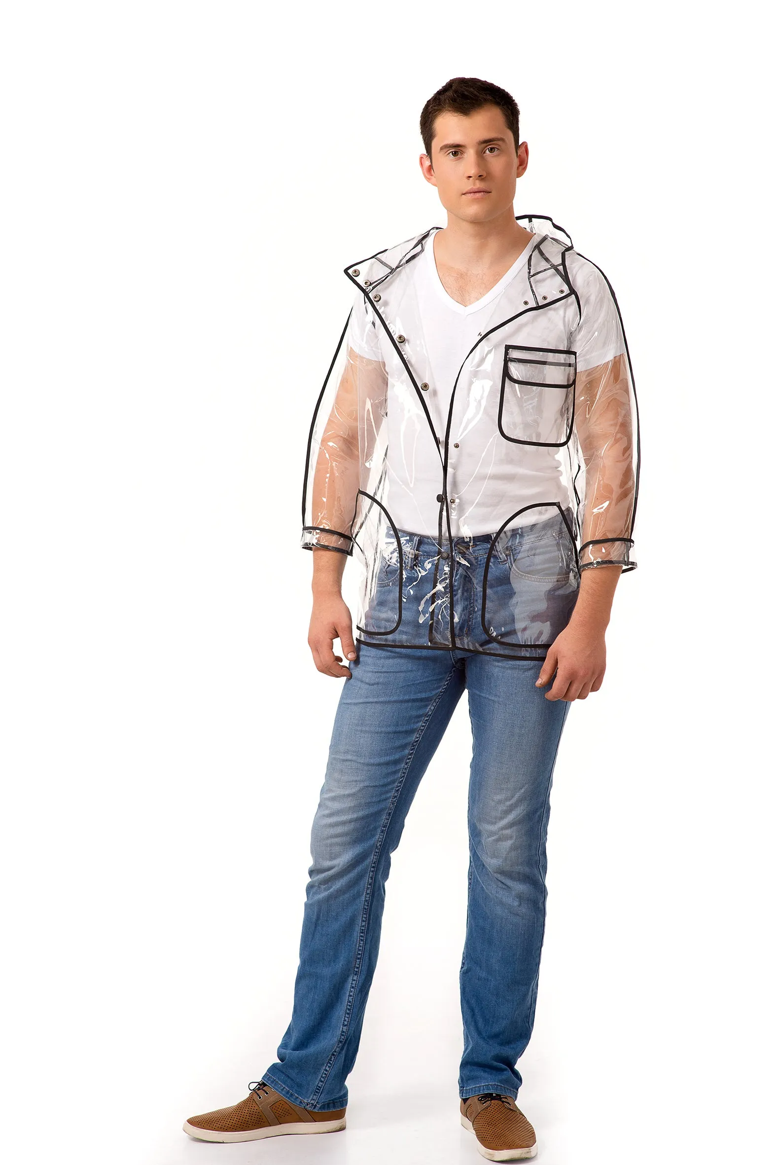 Men's Transparent Pvc Rain Jacket
