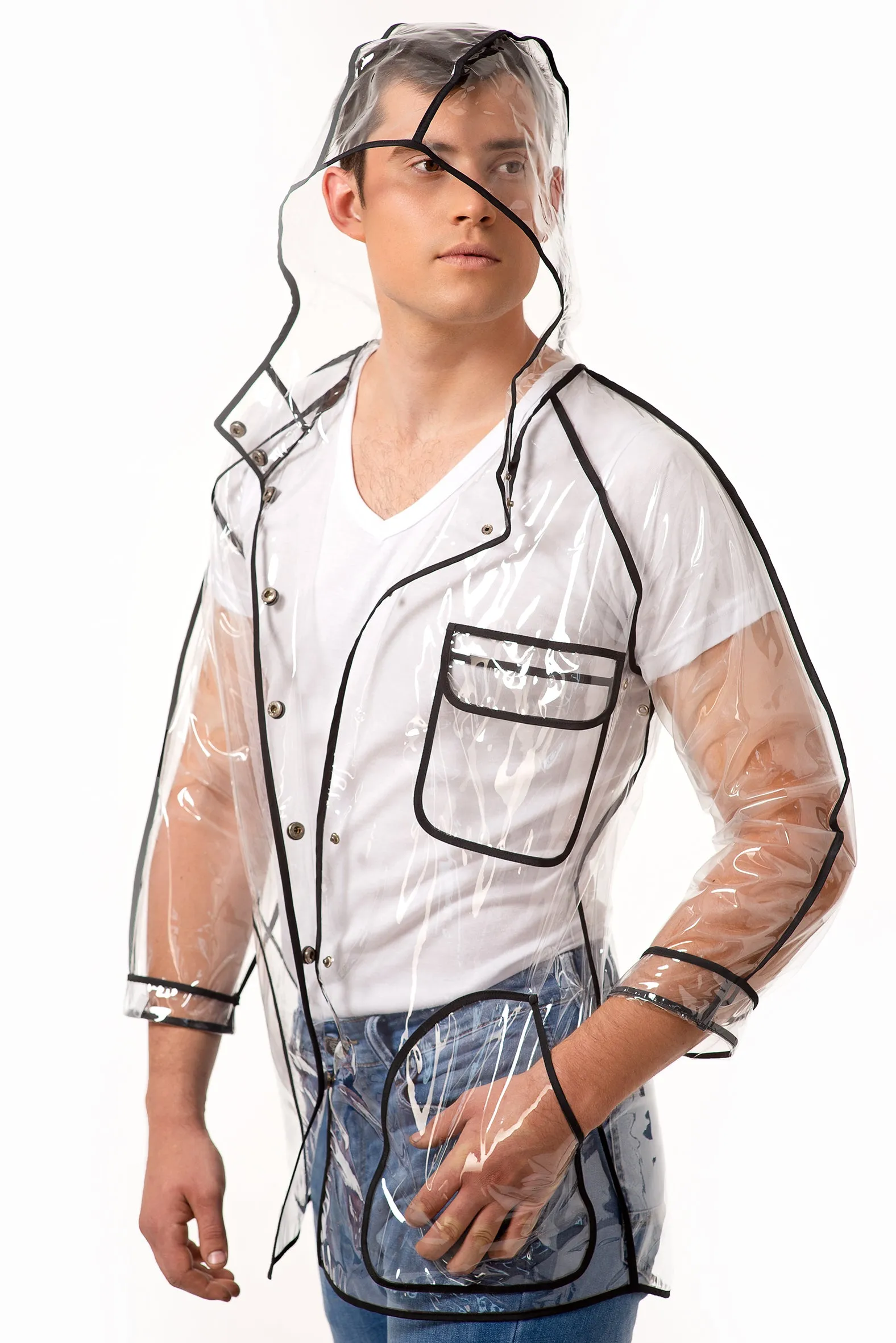 Men's Transparent Pvc Rain Jacket