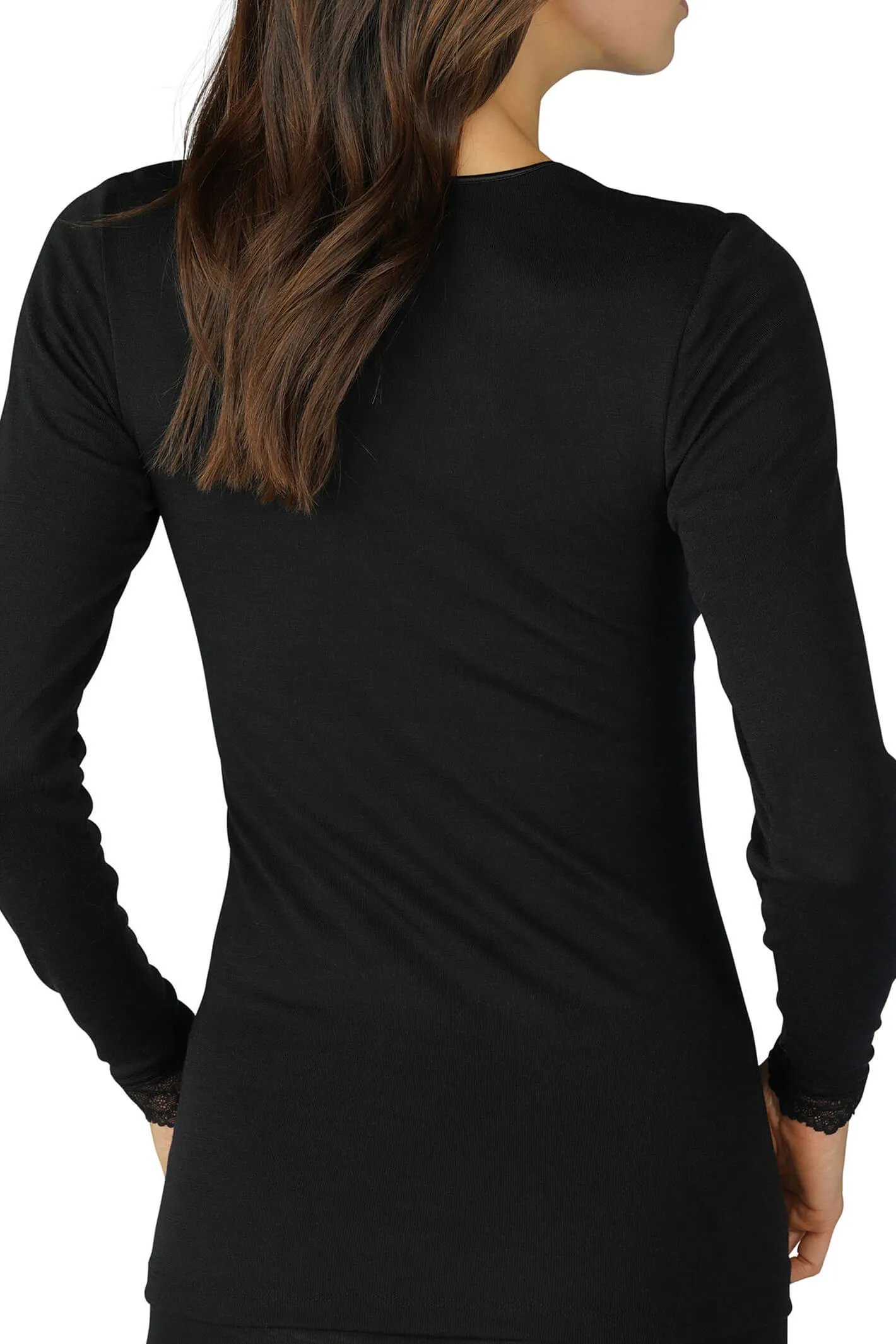Mey 66003 Black Silk Touch Wool Long Sleeve Top
