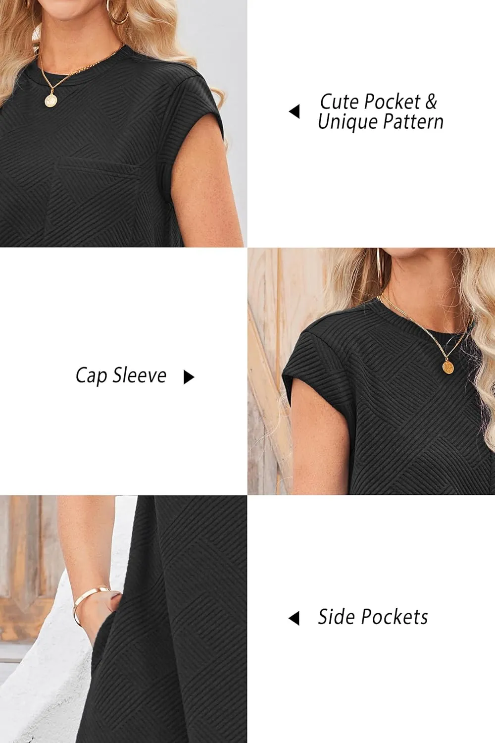 OUGES Women's 2025 Summer Mini Maternity Dress Cap Sleeve Casual Loose Basic T Shirt Dresses with Pockets