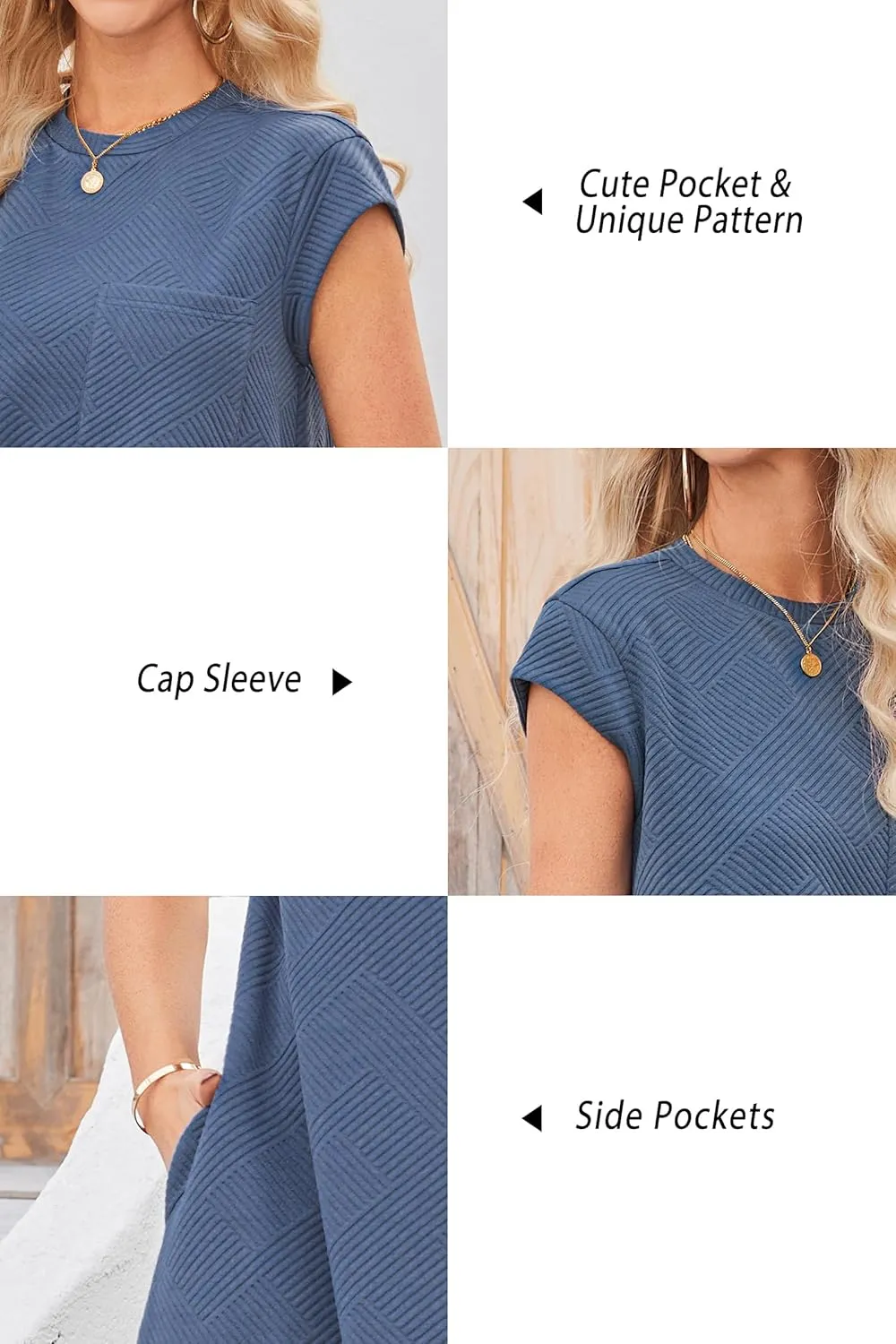 OUGES Women's 2025 Summer Mini Maternity Dress Cap Sleeve Casual Loose Basic T Shirt Dresses with Pockets