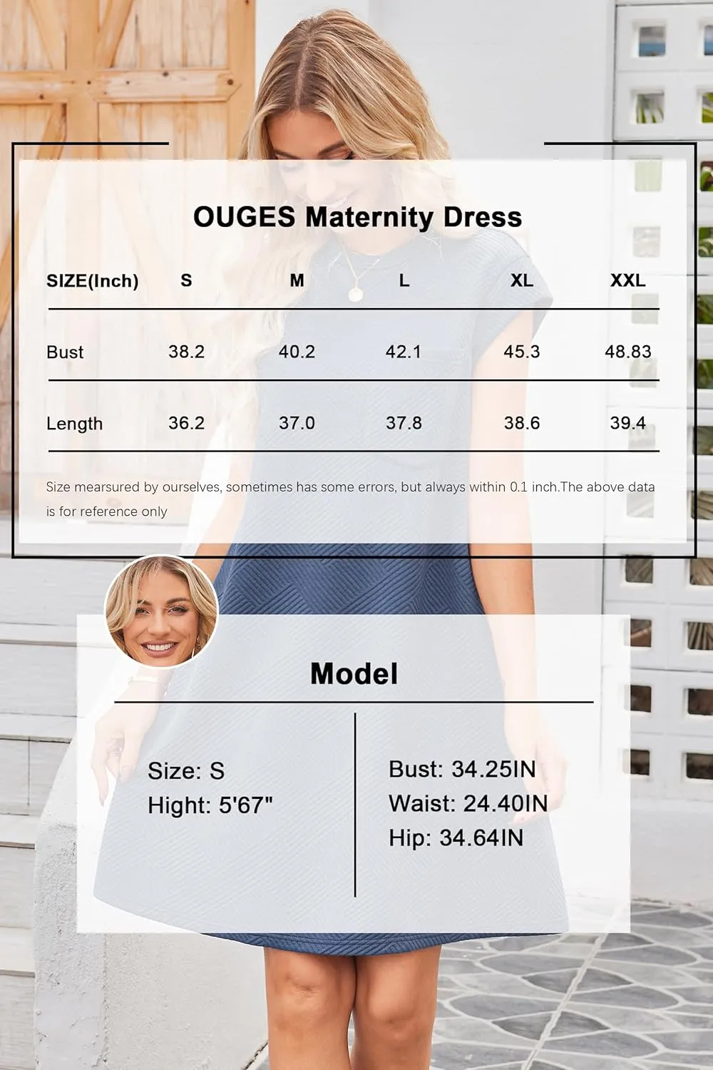 OUGES Women's 2025 Summer Mini Maternity Dress Cap Sleeve Casual Loose Basic T Shirt Dresses with Pockets
