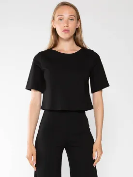 Ponte Knit SS Cropped Top