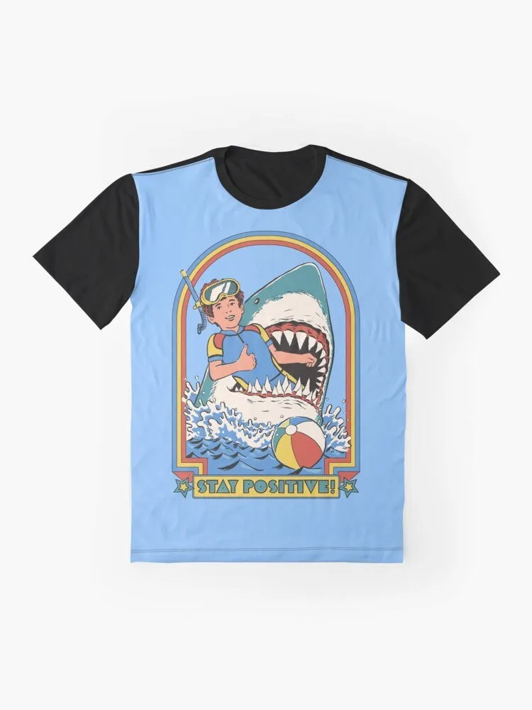 "Stay Positive" Retro Shark Graphic T-Shirt