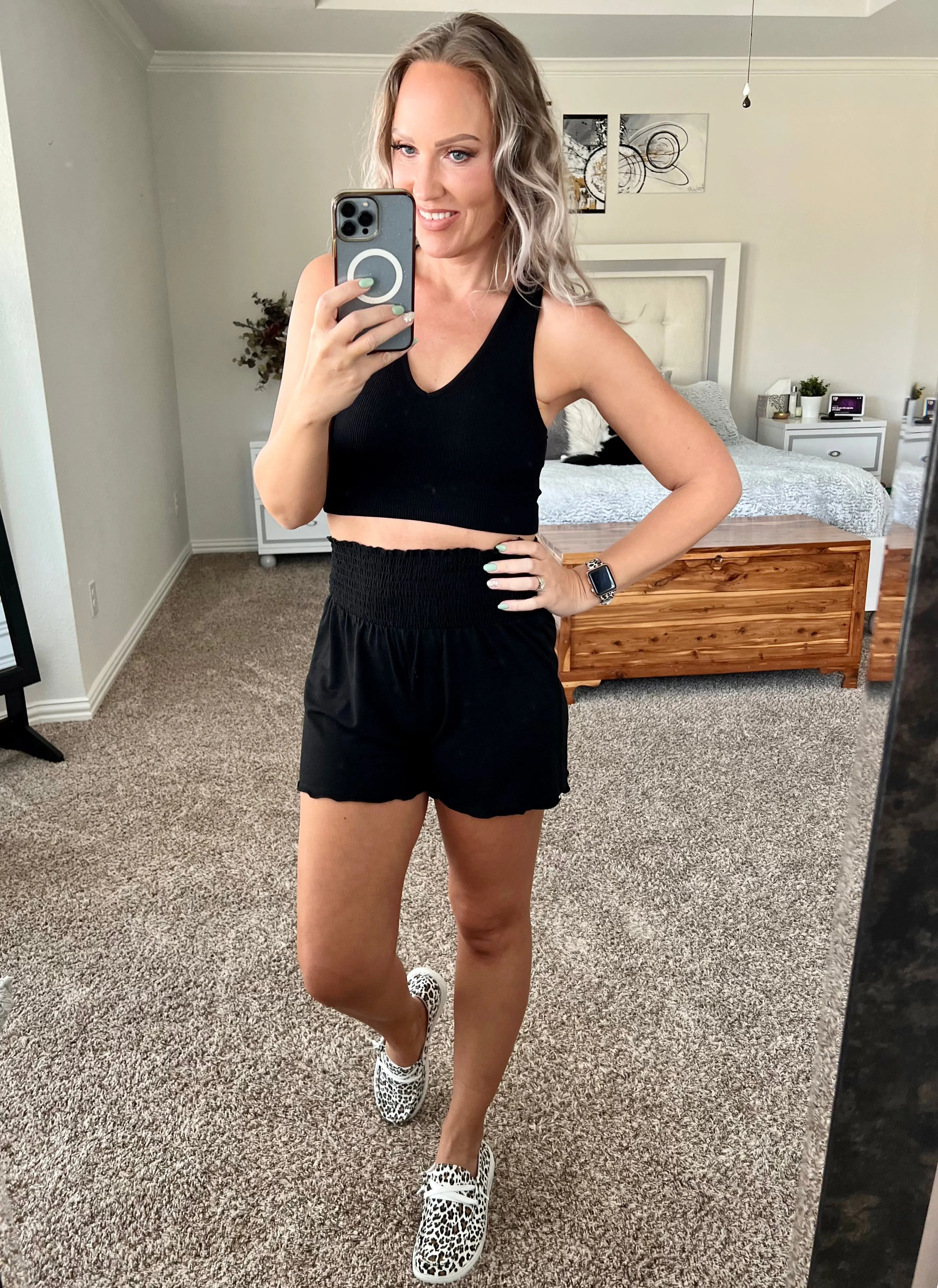 Ribbed Cropped Racerback Tank Top with Removable Bra Pads