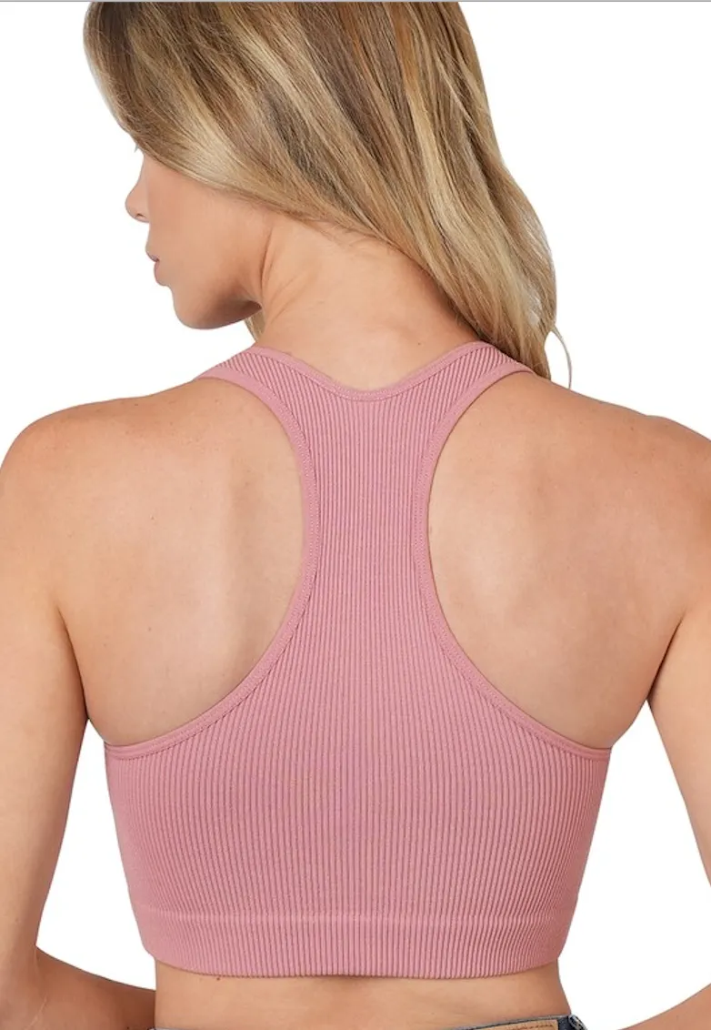 Ribbed Cropped Racerback Top