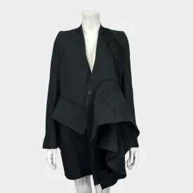 Rick Owen's women's black cotton draped coat