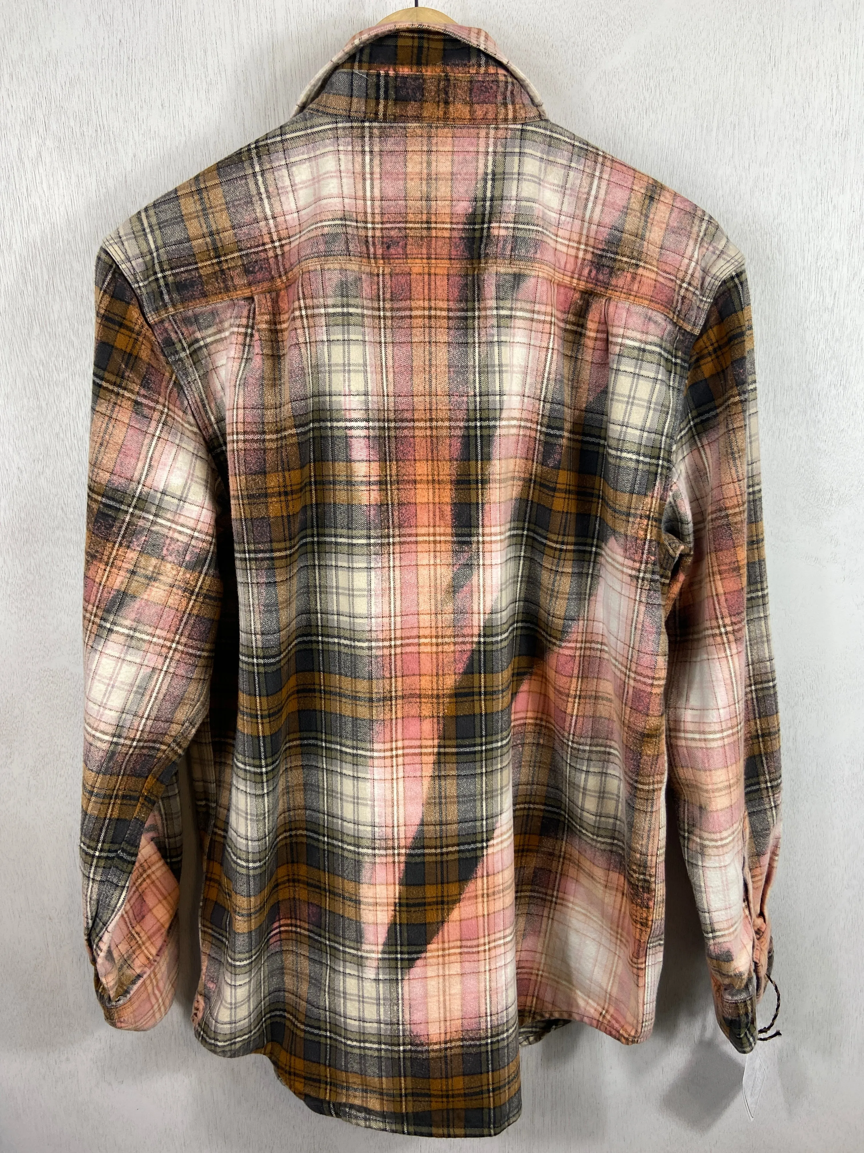 Vintage Grey, Pink, Brown and White Flannel Jacket Size Medium