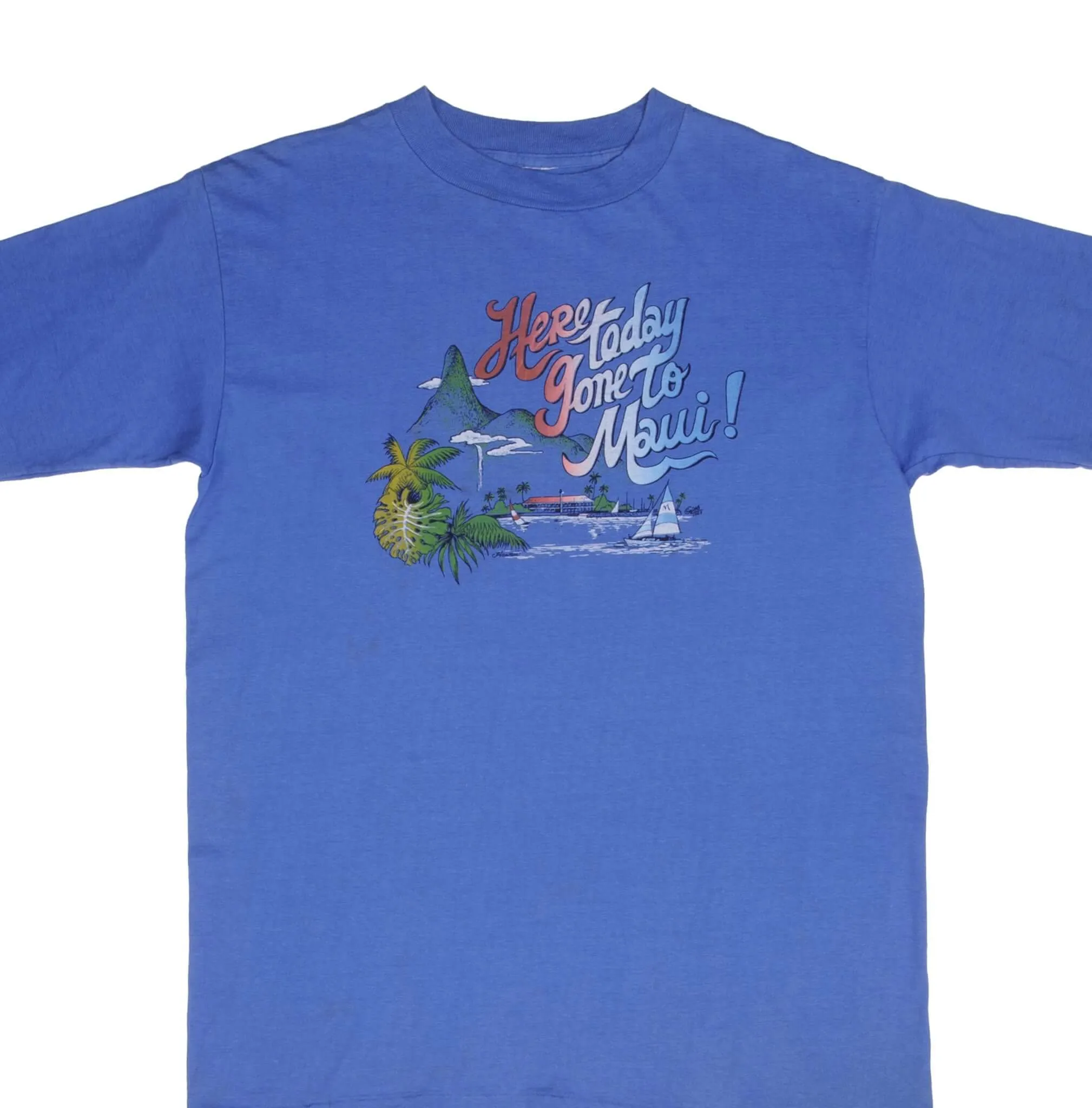 VINTAGE HERE TODAY GONE TO MAUI HAWAII GRAPHIC 1985 TEE SHIRT SIZE LARGE