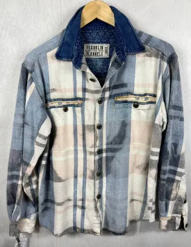 Vintage Light Blue, Grey and White Flannel Jacket Size Large