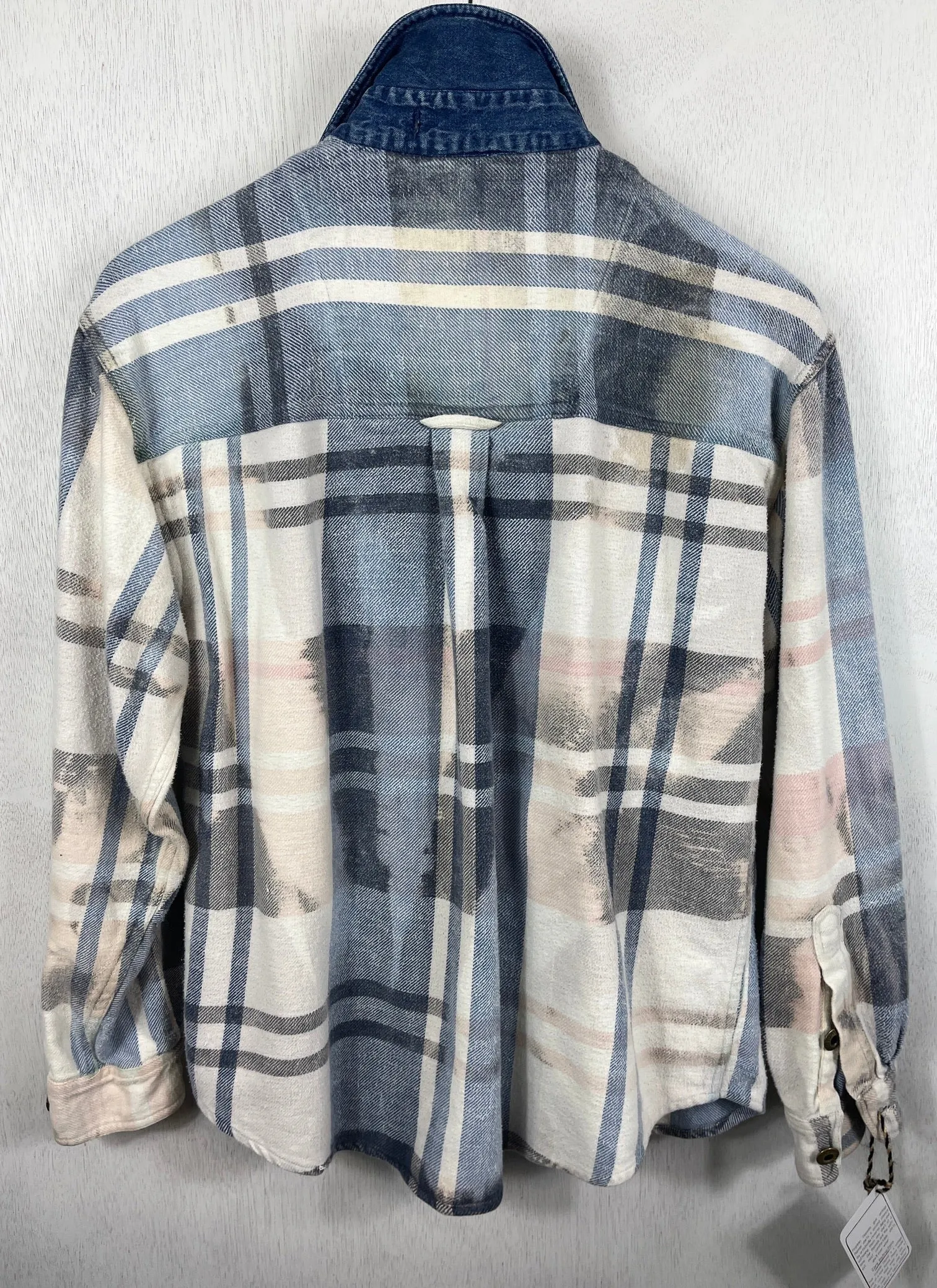 Vintage Light Blue, Grey and White Flannel Jacket Size Large