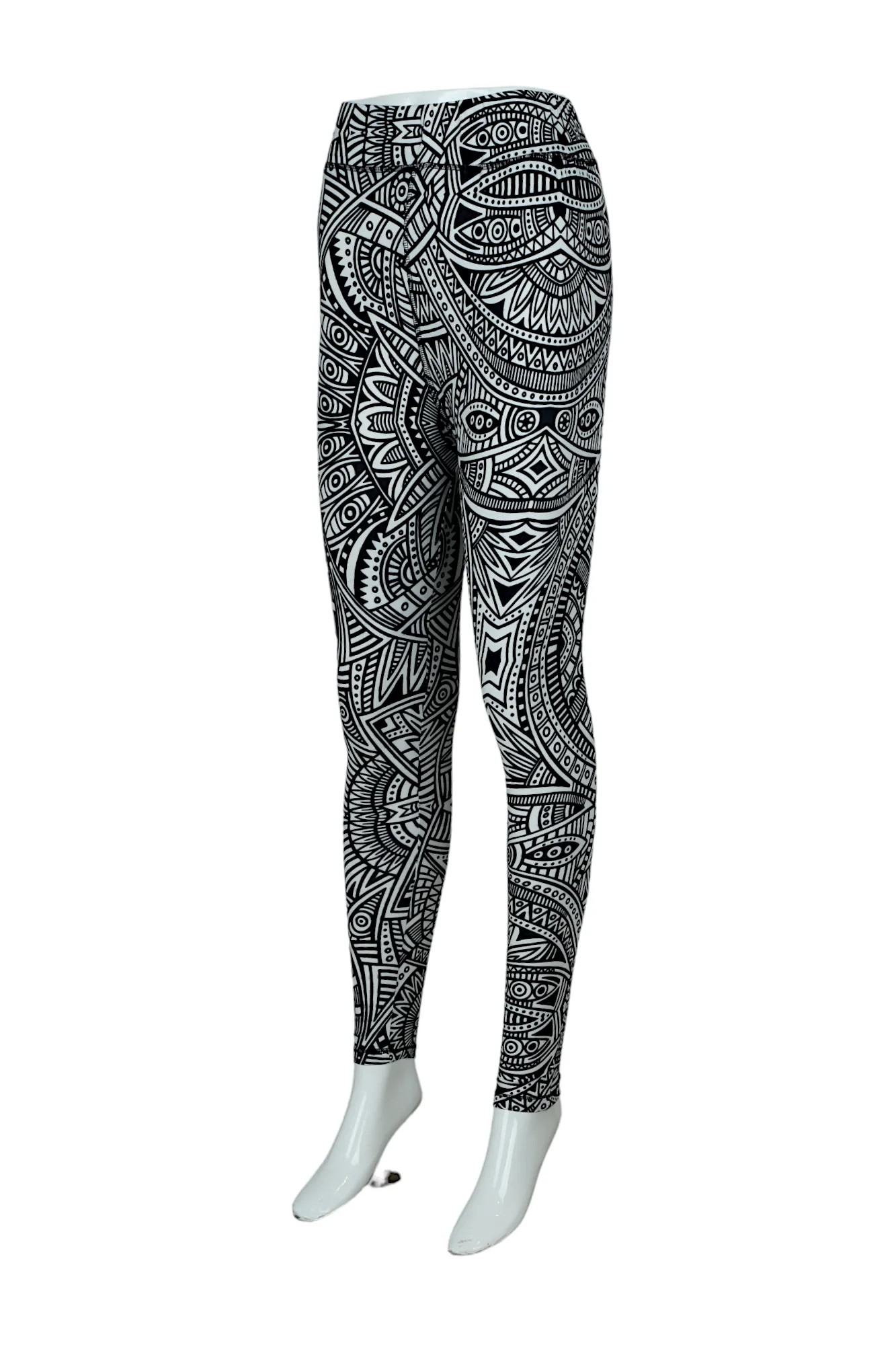 Women High-Rise Printed Leggings 80053 (BLACK)