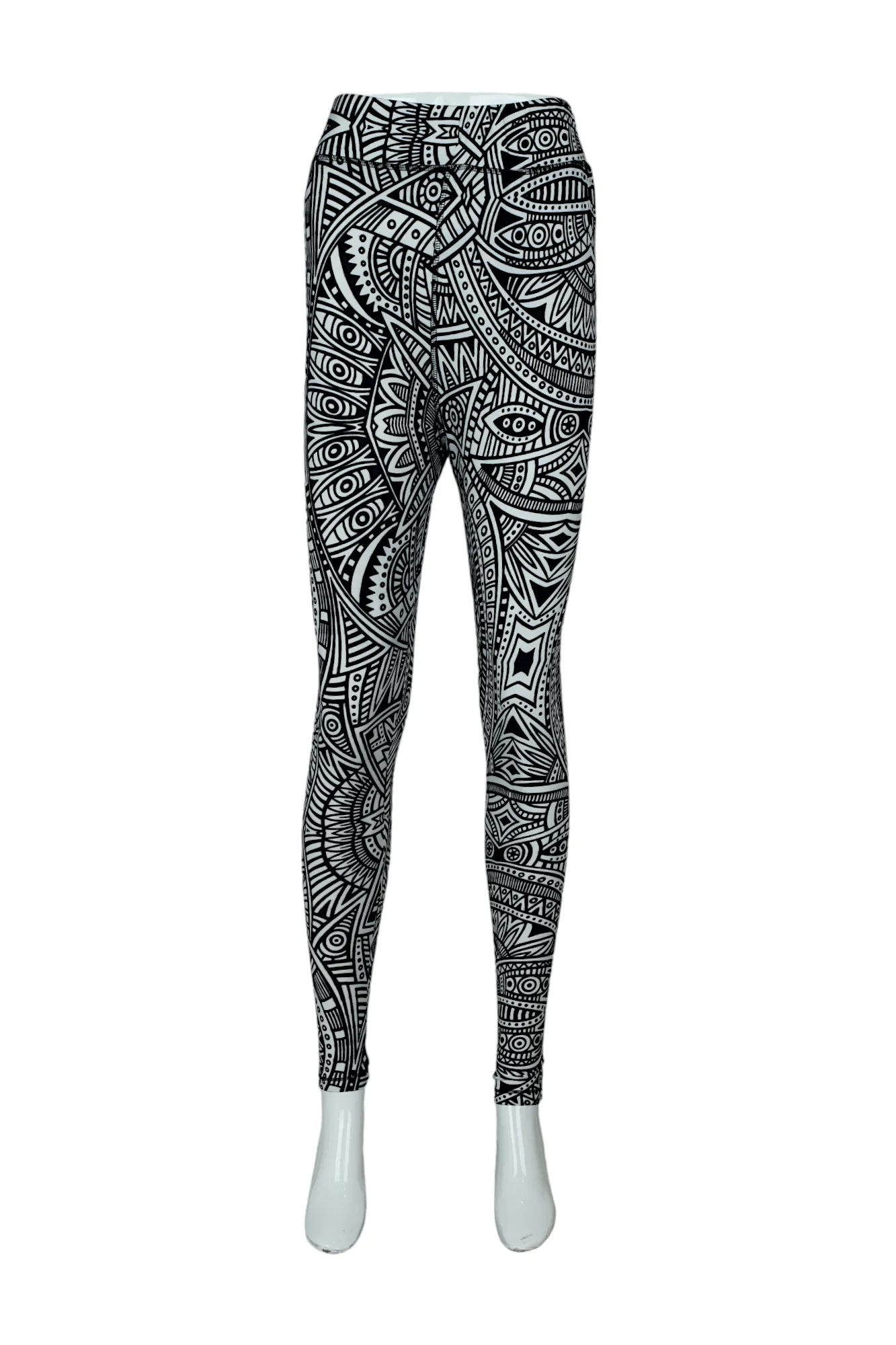 Women High-Rise Printed Leggings 80053 (BLACK)