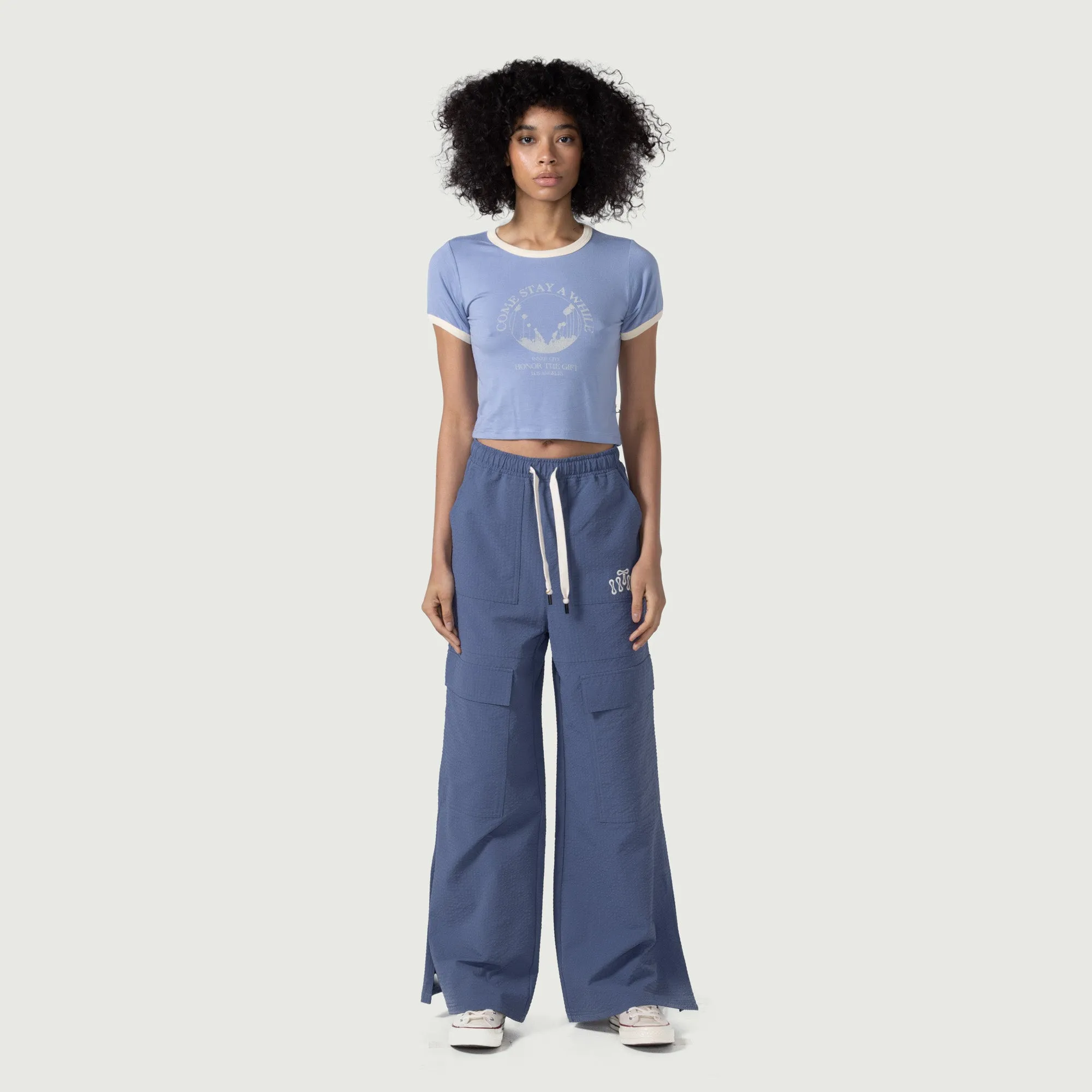 Womens Baby Ringer - Sky Blue